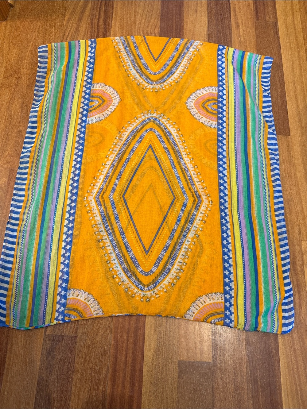 Vibrant Yellow Geometric Print infinity Scarf